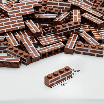 MIUTRUE 100Pcs Classic Wall Building Bricks 1x4 Masonry Profile Bricks Blocks Parts and Pieces Compatible with Major Brands Construction Toys for Kids 6yrs+ (100Pcs Brown)