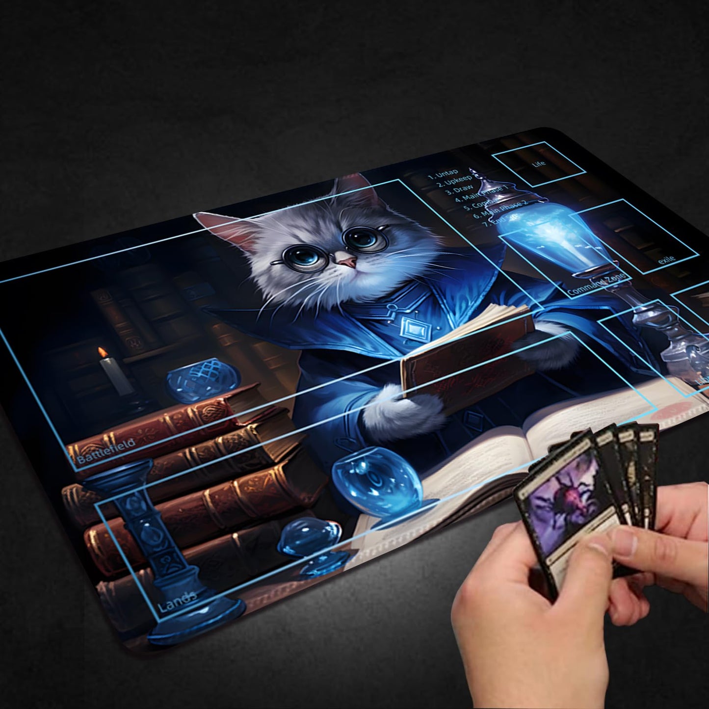 Malqiqi Playmat For Mtg, With Free Storage Bags,Game Mat 24 X 14 Inches, Tcg And Board Game Mat For Cards,Mousepad Desk Mats (Ca