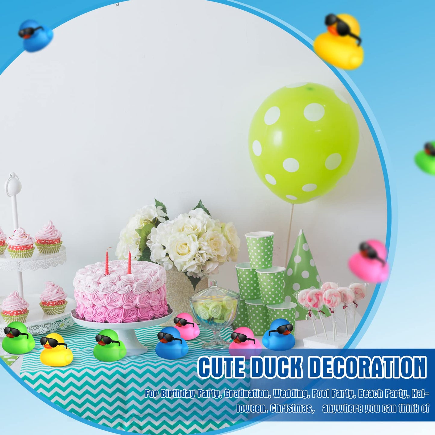 Chivao 48 Pcs Mini Rubber Ducks Bath Duck In Bulk 48 Sunglasses Toy Set Christmas Valentine Duck Gift Bath Toy Bathtub Toys For Gift Holiday Cruise Birthday Party Favor(Mixed Color)