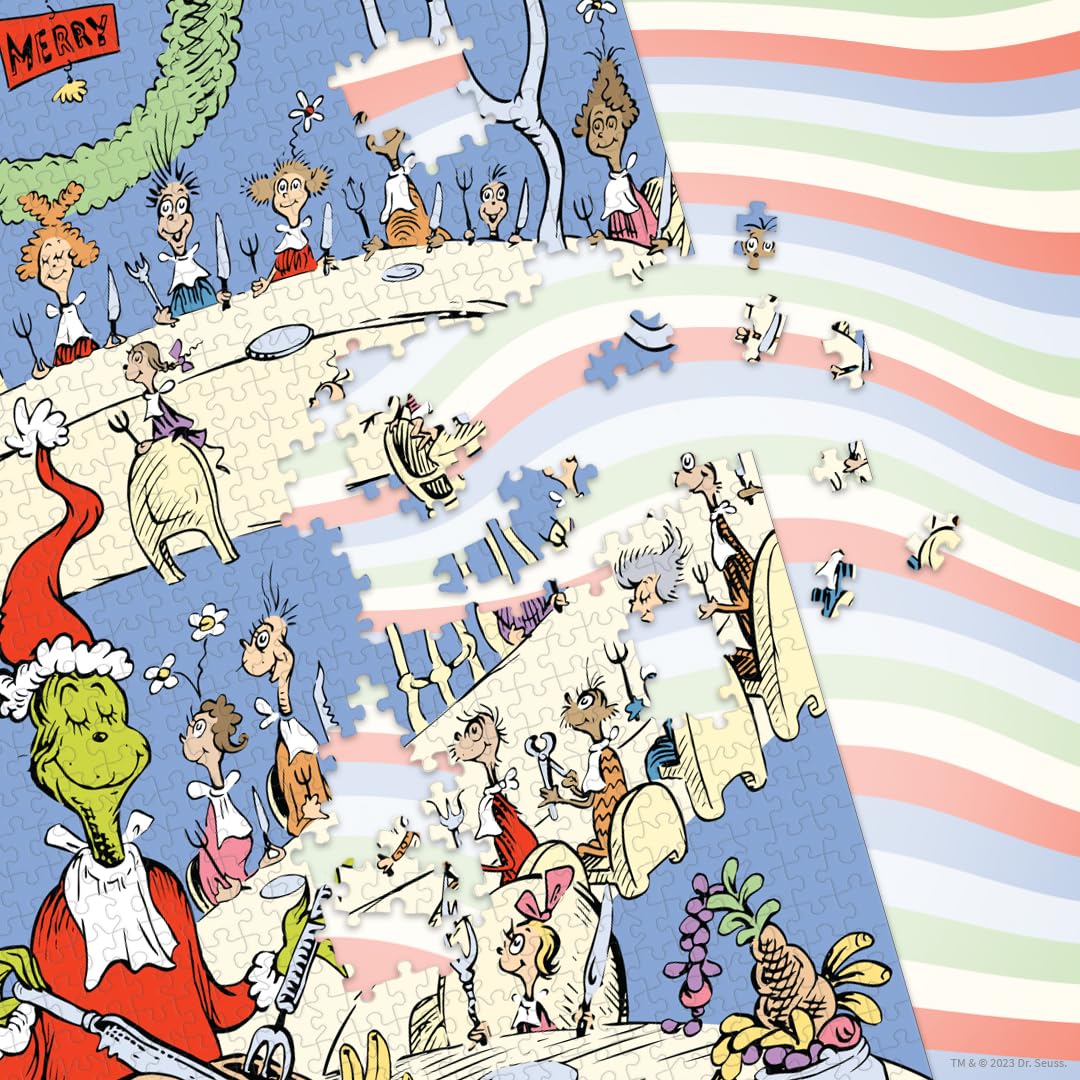 Dr. Seuss Grinch Feast 1000 Piece Jigsaw Puzzle, Collectible Puzzle Featuring Grinch, Artwork Celebrating Classic Children'S
