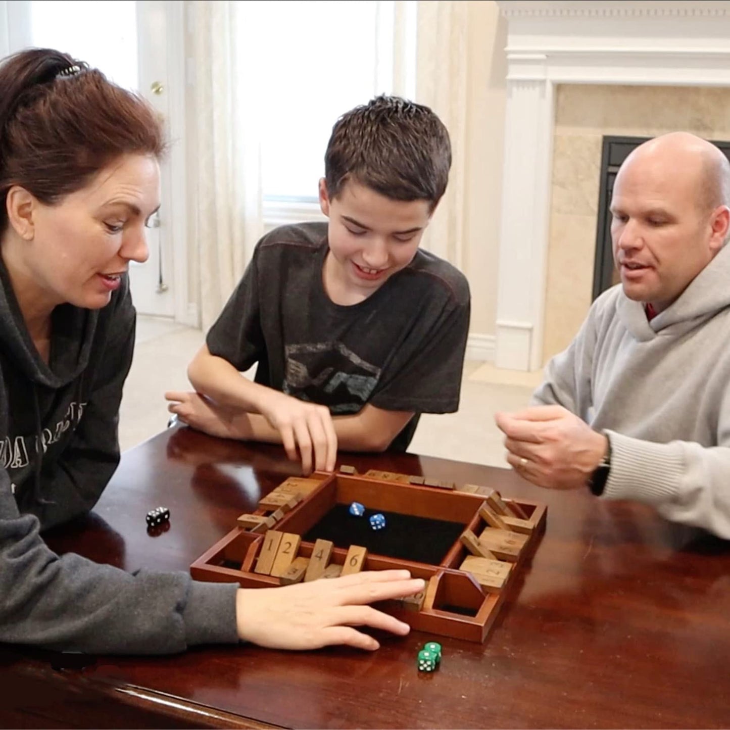 WE Games 14" Shut The Box Wooden Board Game, Walnut Stain, for 1-4 Players, Model 497410