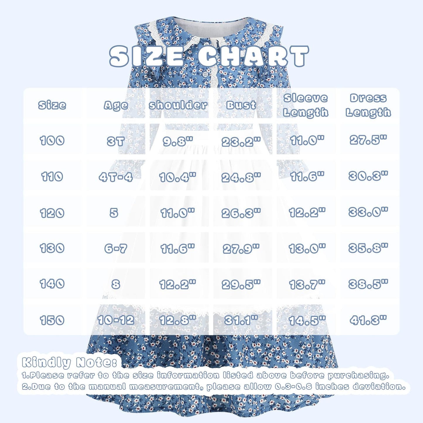 Aoiviss Girls Pioneer Costume Floral Colonial Prairie Dress For Little Kids With Apron And Bonnet, Blue