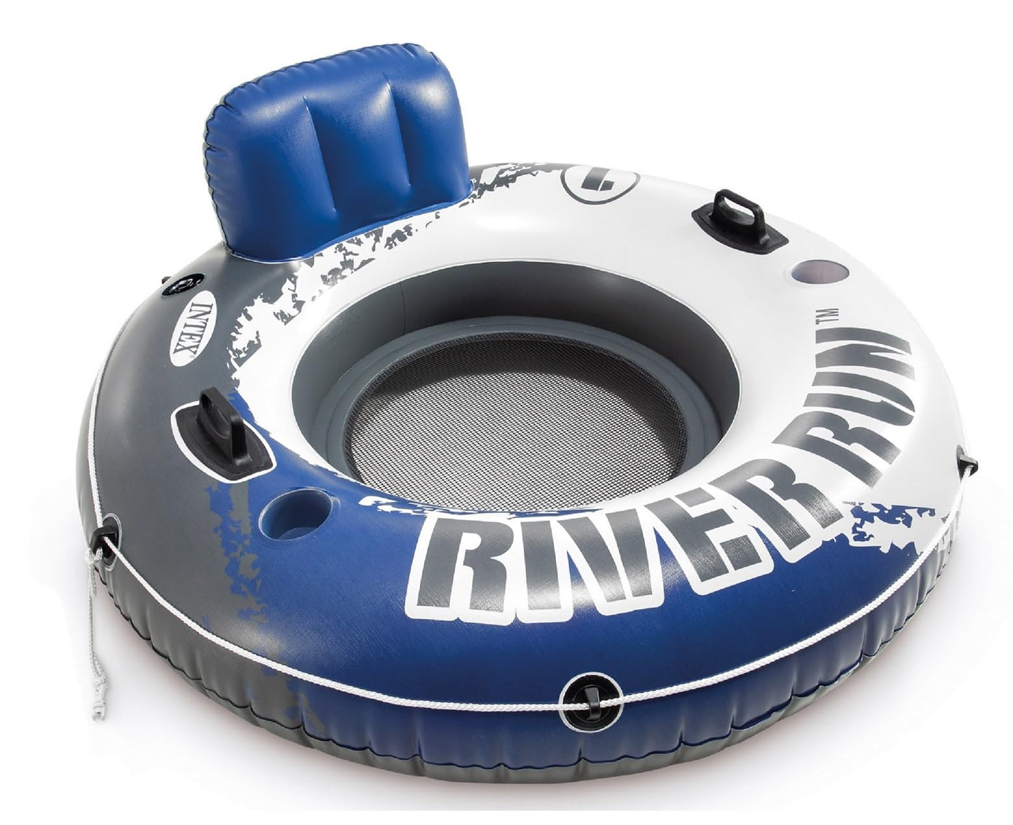 Intex River Run 1 Inflatable Floating Lounge: Pool Floats With 220Lb Capacity – Comfortable Backrest – Built-In Cup Holders – 4 Pack, Color May Vary