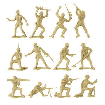 TimMee Plastic Army Men - 48pc Tan Toy Soldier Figures - Made in USA, Durable Playset for Kids