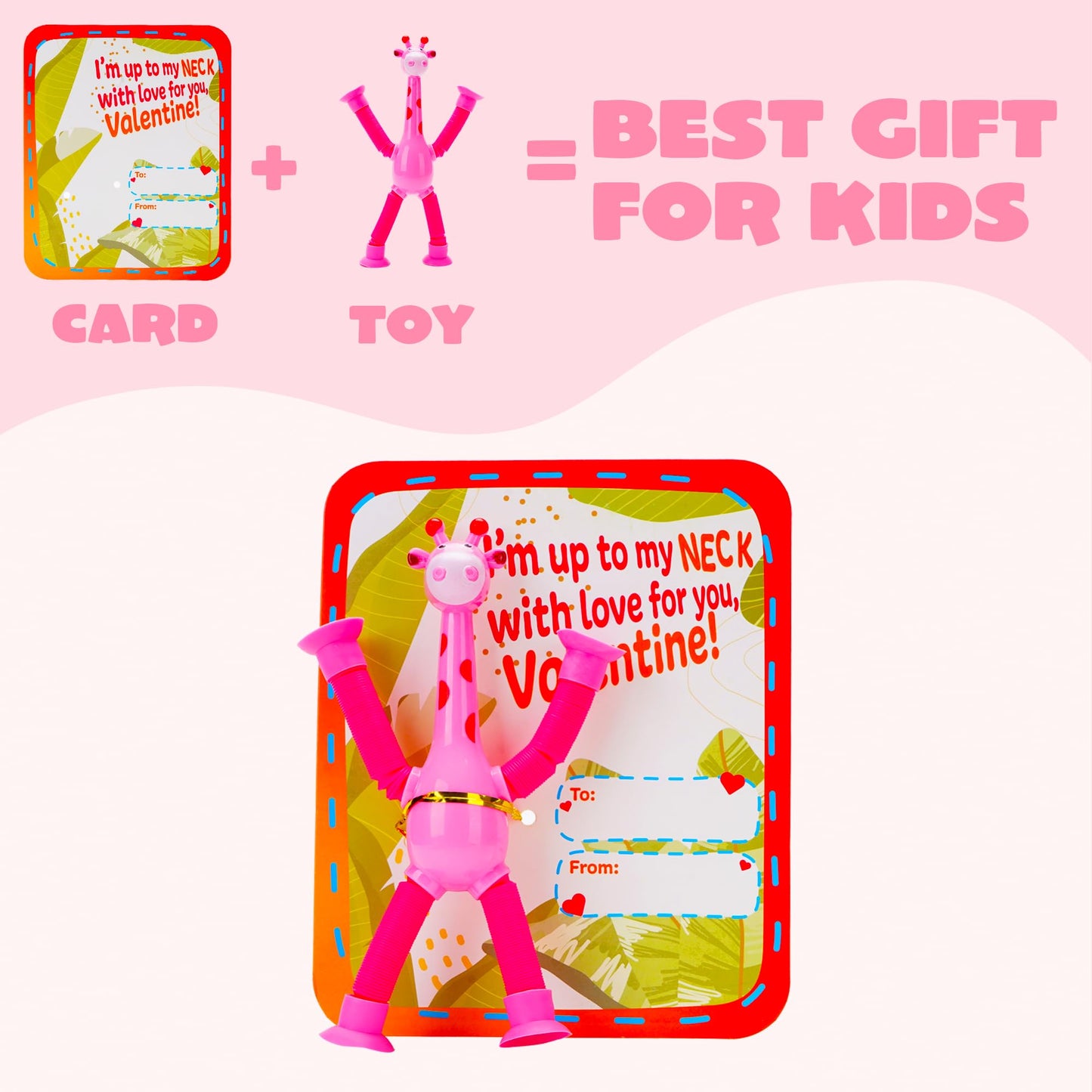 Joyin 28 Packs Valentine'S Day Telescopic Suction Pop Tubes With Cards, Classroom Exchange Gift For Kids, Kids Toys Party Favors