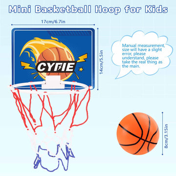 Cyfie Toddler Basketball Hoop - Suction Cup Bath Toy For Kids Bathroom Office, Indoor Over The Door Mini Basketball Hoops For Girls Boys