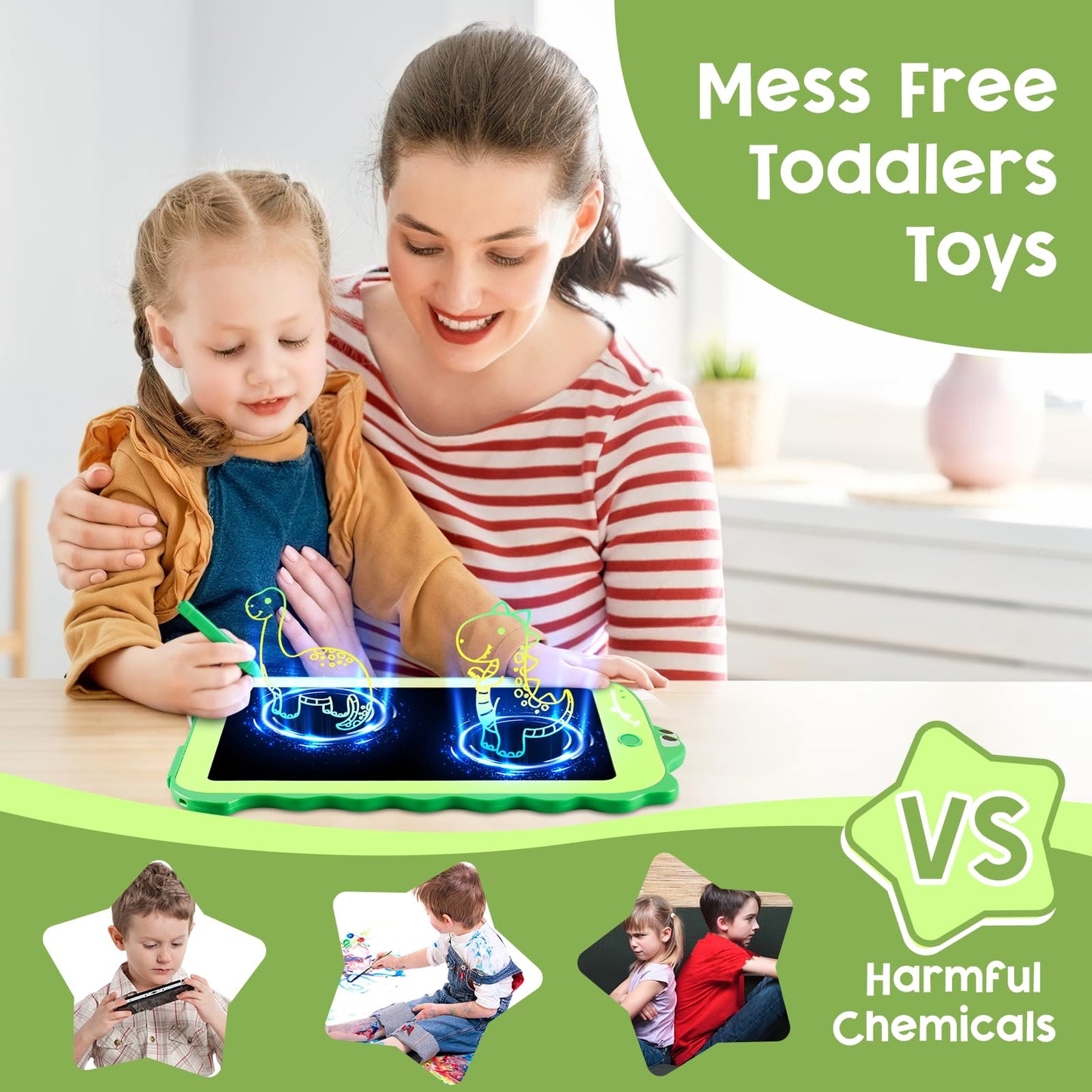 Teriph Lcd Writing Tablet For Kids, Colorful Toddlers Toys Drawing Board, Educational Kid Toys, Doodle Pad Dinosaur Toys For 2 3