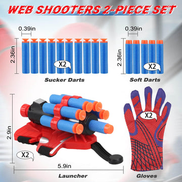 Joneg Web Shooters Toy For Kids 2 Pack, Toy For 3 4 5 6 7 8 Year Old Boy, Web Slinger Boy Toys With Spider Glove Launcher, Toys