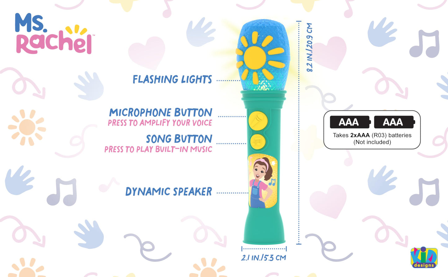 Ekids Ms Rachel Microphone Toy For Toddlers With Built-In Music And Lights, Designed For Fans Of Ms Rachel Toys