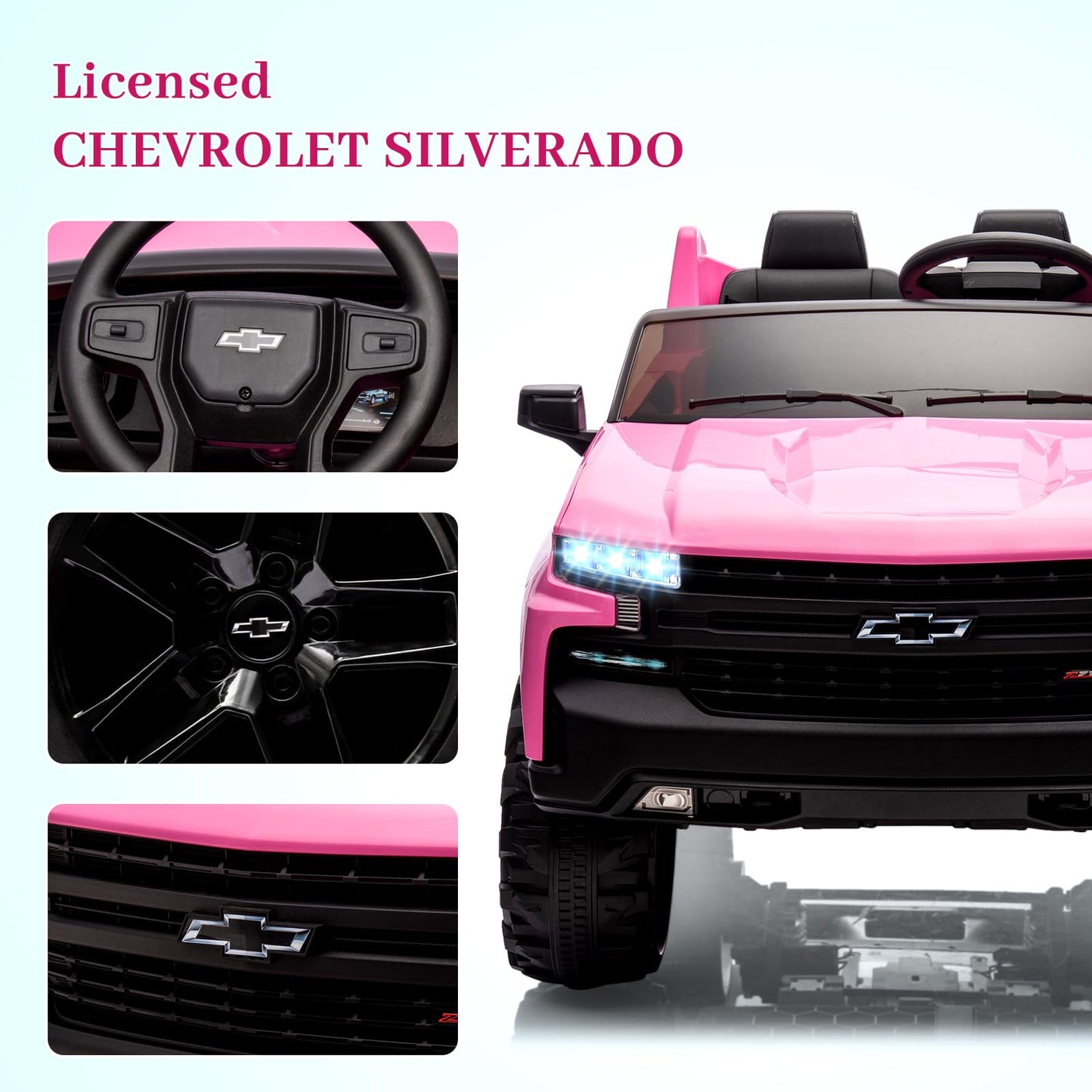 Hipicute 24V 2-Seater Truck Licensed Chevrolet Silverado Ride On Car Kids Toy