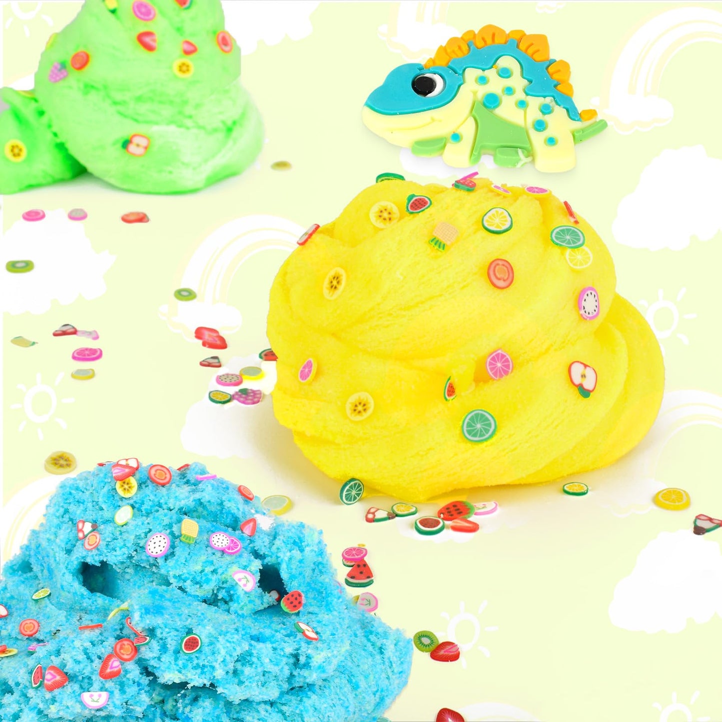 200ML Cloud Slime Dinosaur Snow Mixed Color for Kids Party Favors, Girls Boys Scented 7OZ Stress Relief DIY Toy
