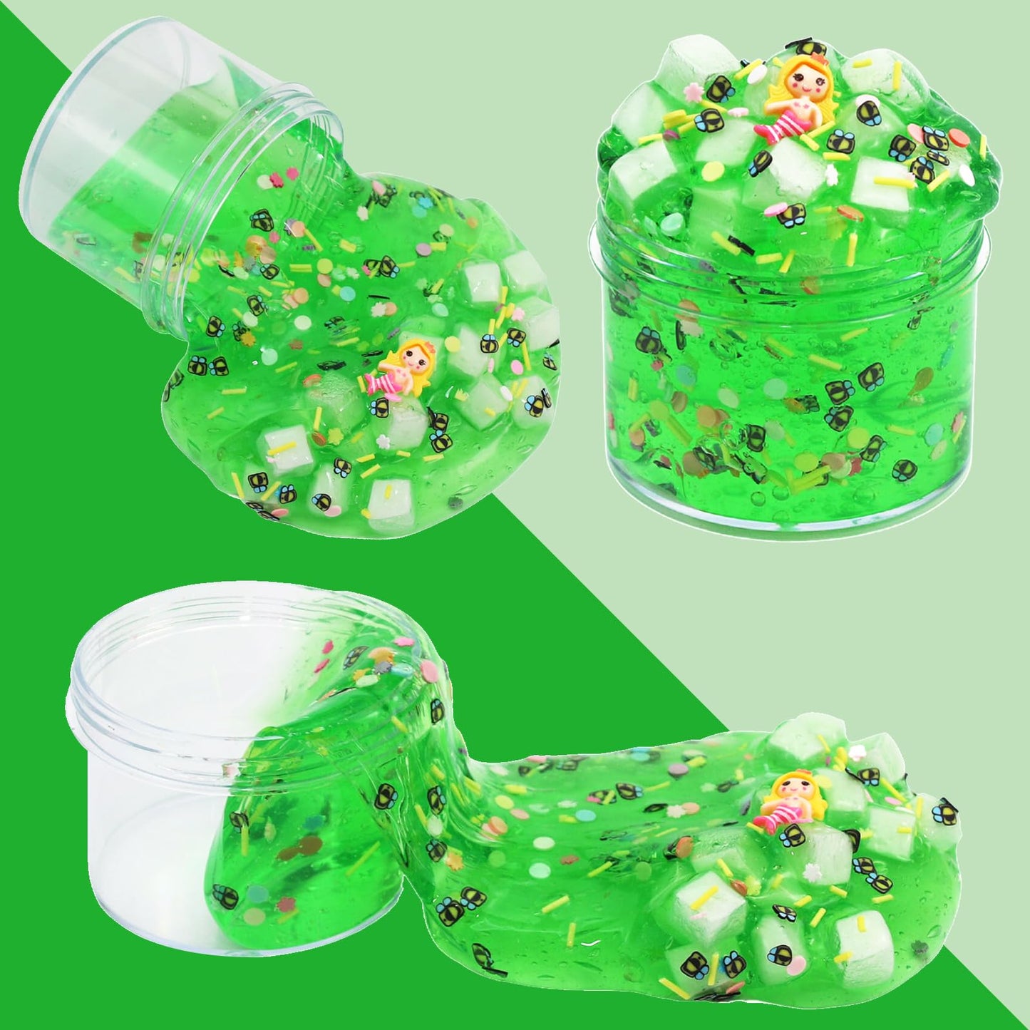 4Pack Jelly Cube Clear Crunchy Scented Slime - Super Soft and Non-Sticky, Pre-Made for Kids Birthday Gift Party Favors