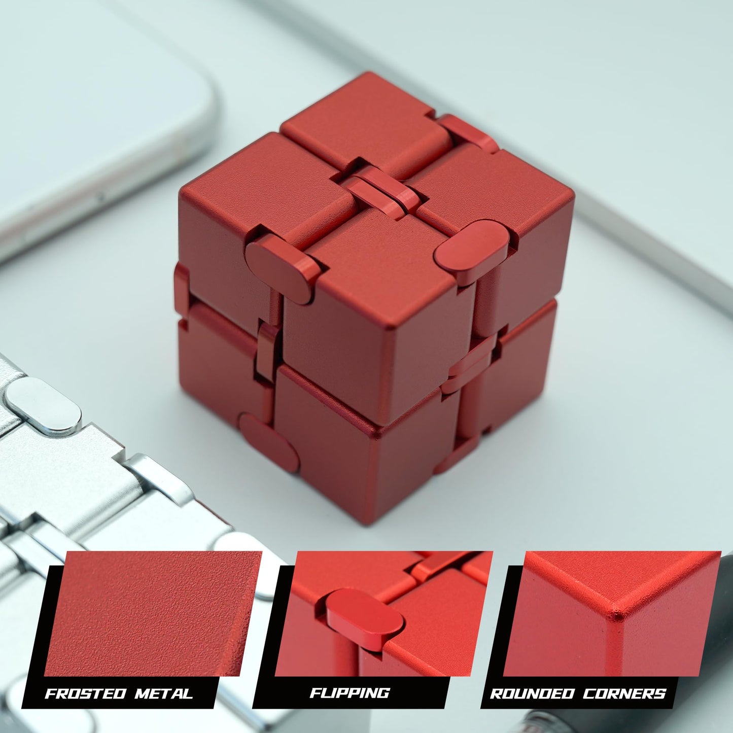 Dolasev Infinity Cube Metal, Fidget Cube Toys Adults Stress Relief Gadgets, Fidget Toys For Autistic Adults Kids Teens, Metal De