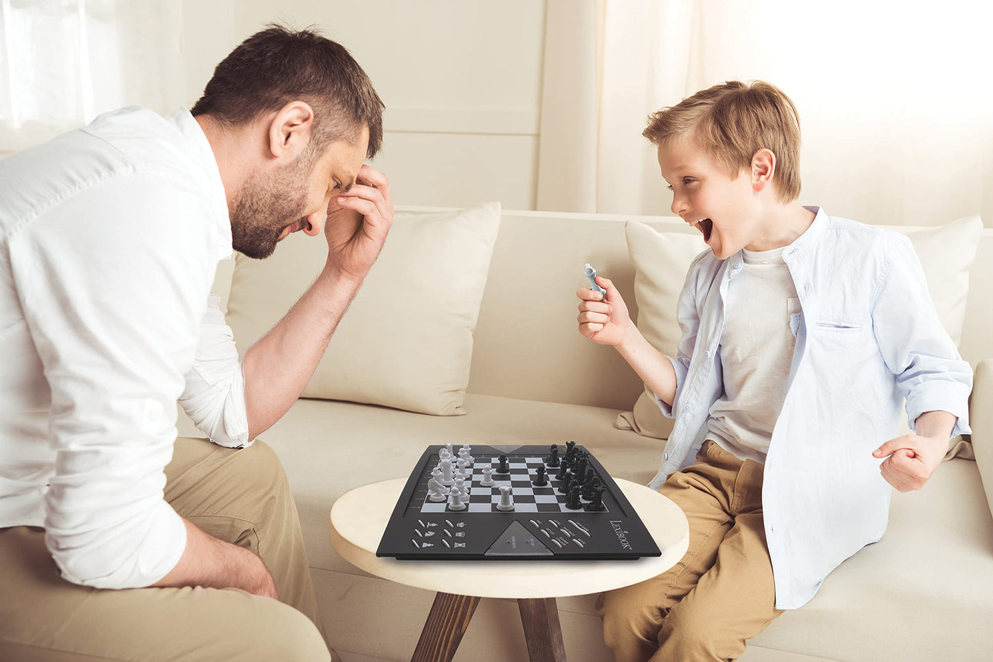 LEXiBOOK Chessman® Elite Interactive Chess Game, 64 Difficulty Levels, Black/White, Model CG1300US, LED Features, Family Board Game