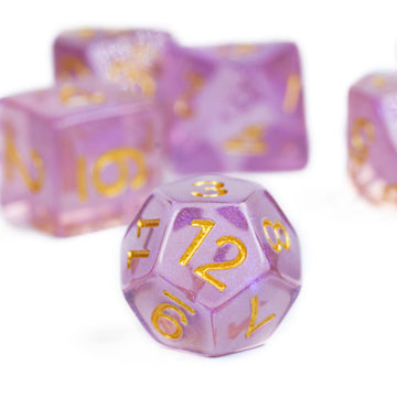 UDIXI 7PCS DND Dice Set Filled with Aurora Powder, Purple D&D Dice for Dungeons and Dragons, Polyhedral Dice for RPG MTG and Oth