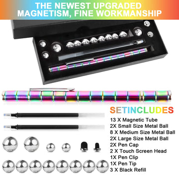 Moonhua Magnetic Pen Fidget Toy, Rainbow Magnet Metal Writing Pen Toy For Anxiety Relief, Diy Multifunctional Decompression Pen For Adults, Idea Gift For Christmas Classroom Party Supplies