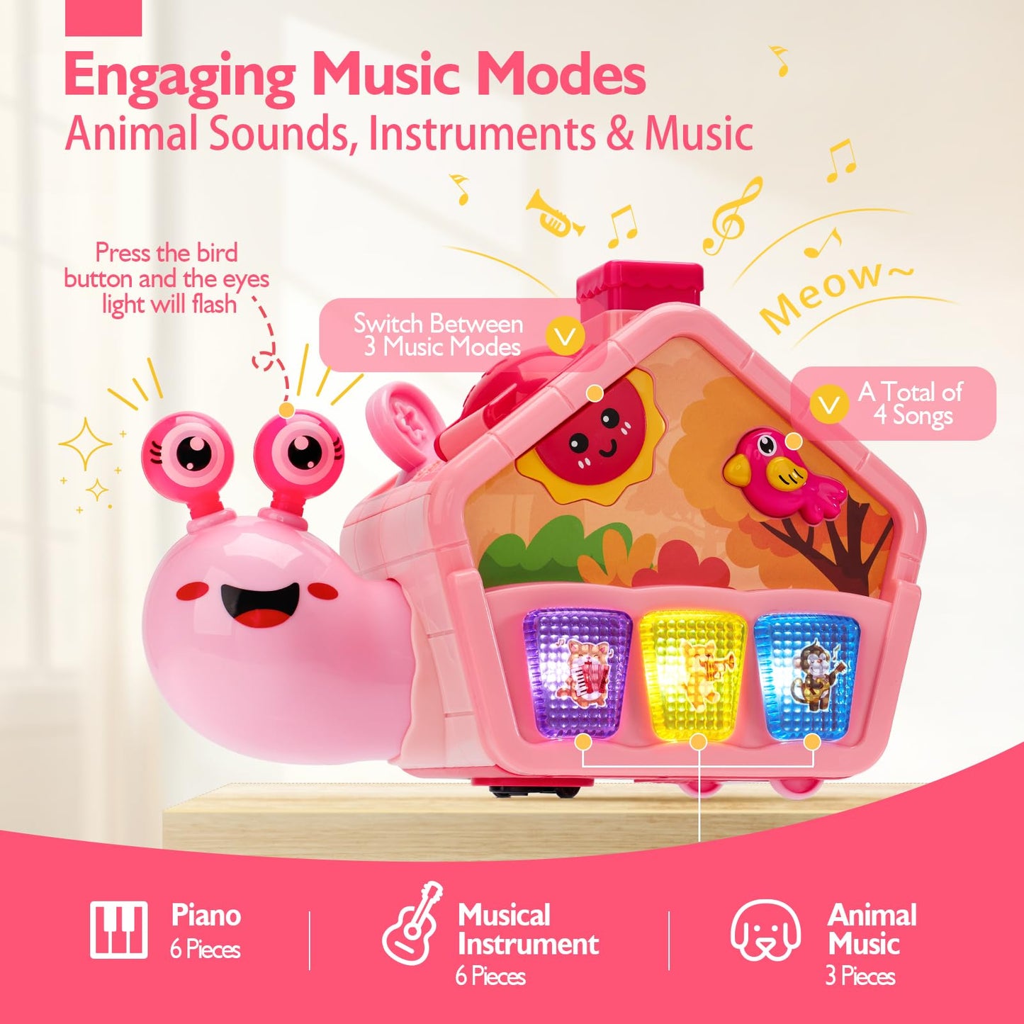 Hahaland Baby Toys 6-12 Months, Musical Crawling Toys 6-18 Month Snail Toys For 1 Year Old Girl Gifts,Educational Toddler Toys Age 1-2 Busy Activity Cube, 1St Birthday Girl Gifts Toddler Gifts