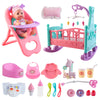 deAO 12” Baby Doll Play Set - Crib, High Chair & Accessories, Interactive 21 PCS, Plastic, Model 8591