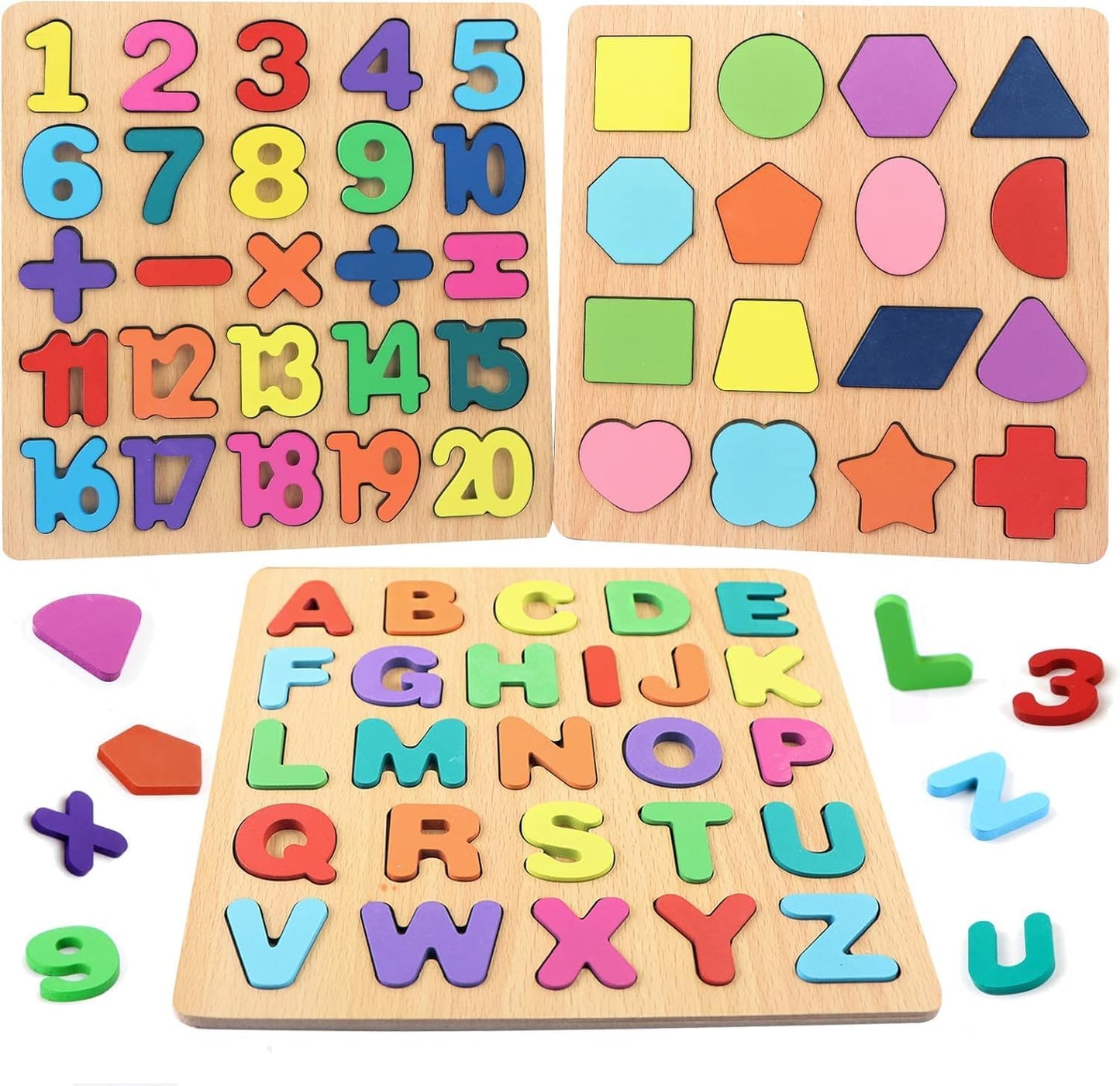Wizket Colorful Wooden Puzzle Set Featuring 3D Capital Alphabets, | Abcd Puzzle Set | Wooden Learning Educational For Kids | Edu