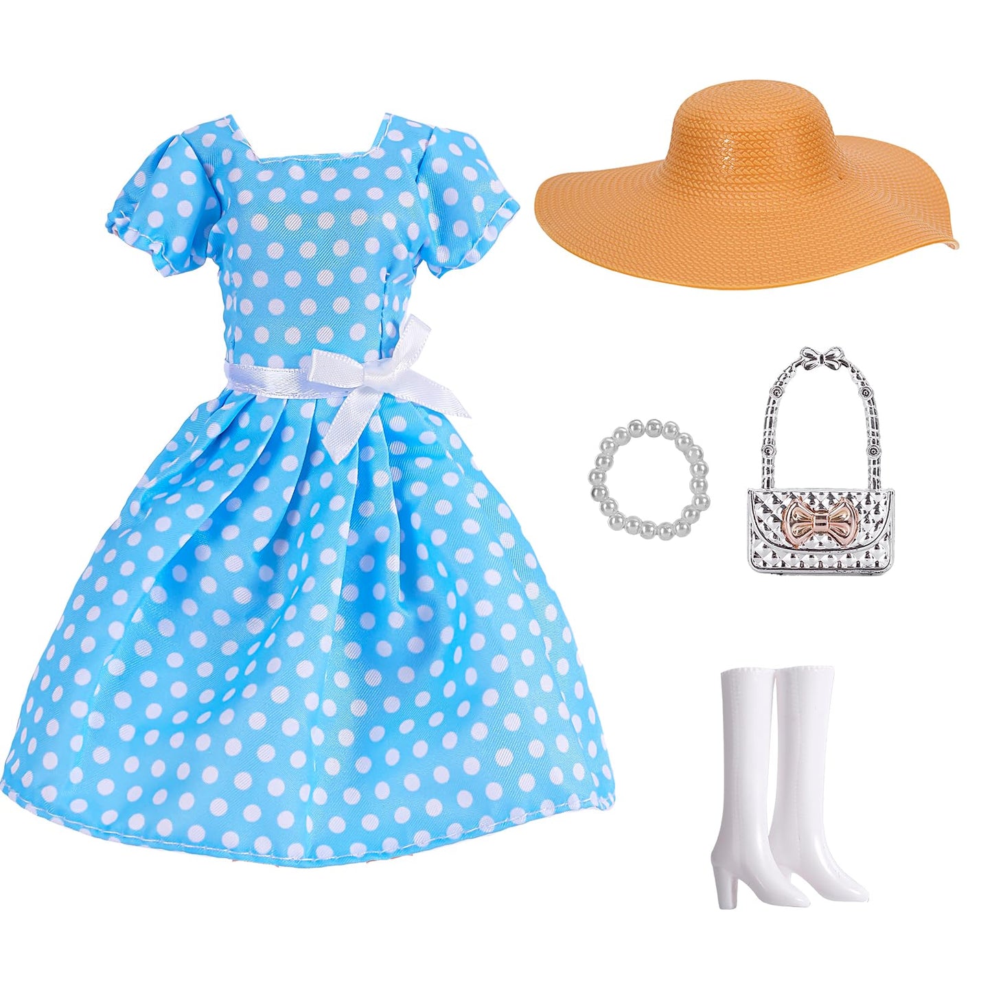 Doll Clothes, 5 Sets Outfits Winter Dresses Pants Windbreaker Hat For 11.5 Inch Dolls Accessories Random Style (G)