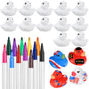 White Blank Rubber Ducks Diy, Float Bath Toy Squeaky Duckies With Waterproof Color Pens For Birthday Party Favors, Easter Party