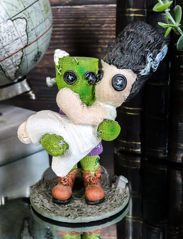 Ebros Day Of The Dead Pinheadz Monster With Voodoo Stitches Figurine Halloween Collectible Statue Fantasy Mythical Beings Undead Apocalypse Horror Icon (Wedding Night Frankenstein And Bride)