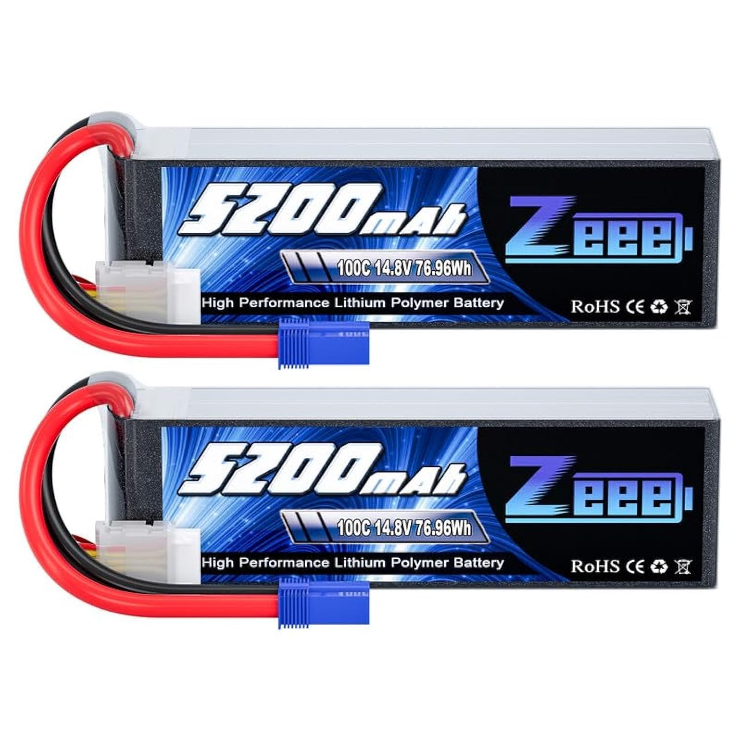 Zeee 4S Lipo Battery 14.8V 5200mAh 100C with EC5 Plug Soft Case for RC Plane Quadcopter Airplane Helicopter RC Car Truck RC Boat