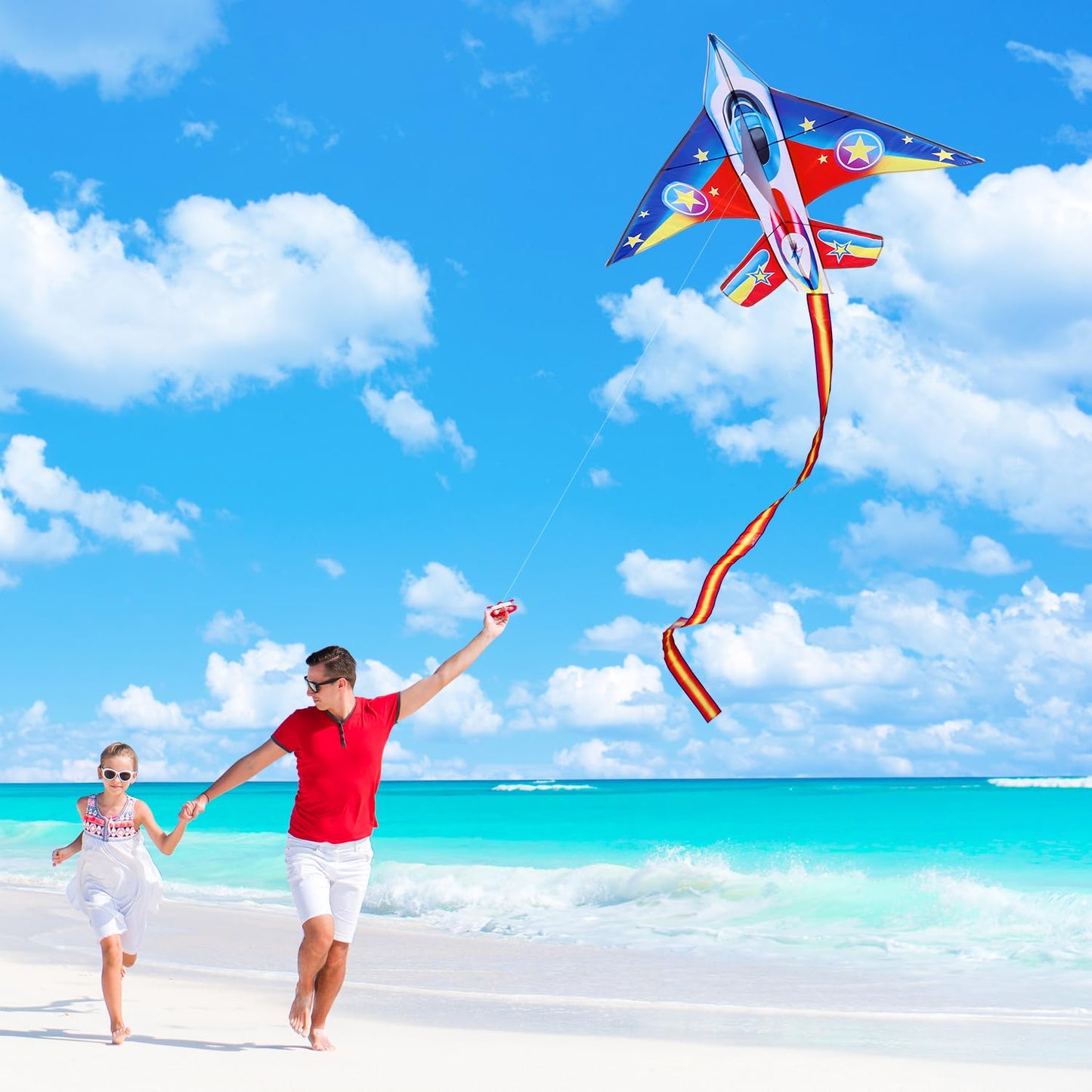 Yfafengs Airplane Kites For Kids & Adults, Best Beach Kite For Beginners Easy To Fly Kite With Long Tail Kites For Kids Ages 8-1