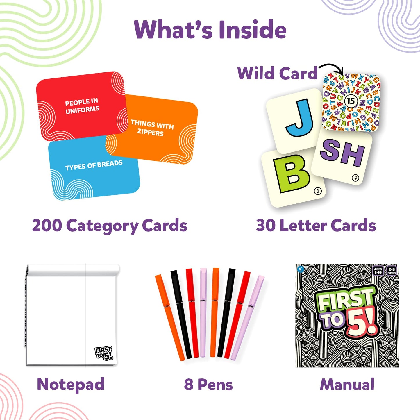 Skillmatics Board & Card Game - First To 5, Easter Basket Stuffers, Category Game With A Twist, Perfect For Parties, Family, Game Night, Gifts For Kids, Teens, Adults, Ages 8, 9, 10 & Up