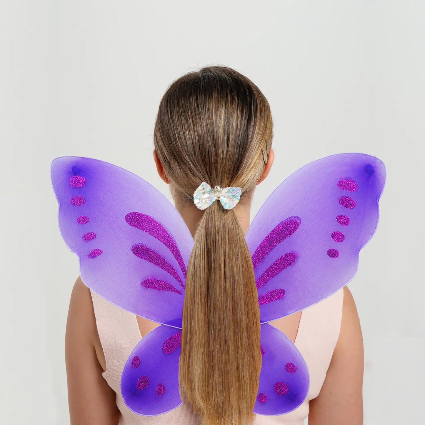 Nenmatte Fairy Girls Wings,Butterfly Wing For Birhday Party,Sparkle Angel Wings Halloween Costume Dress Up (Purple)