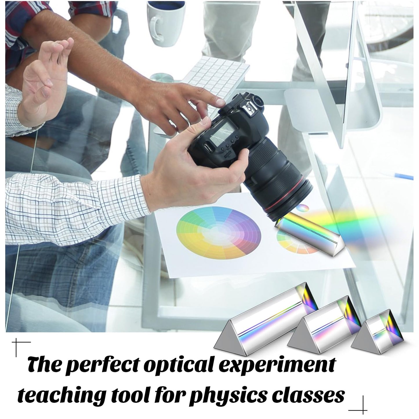 Kanayu 12 Pack Clear Triangular Prism Optical Glass Triangular Prism Triple Prism For Photography Effects Physics Teaching Light