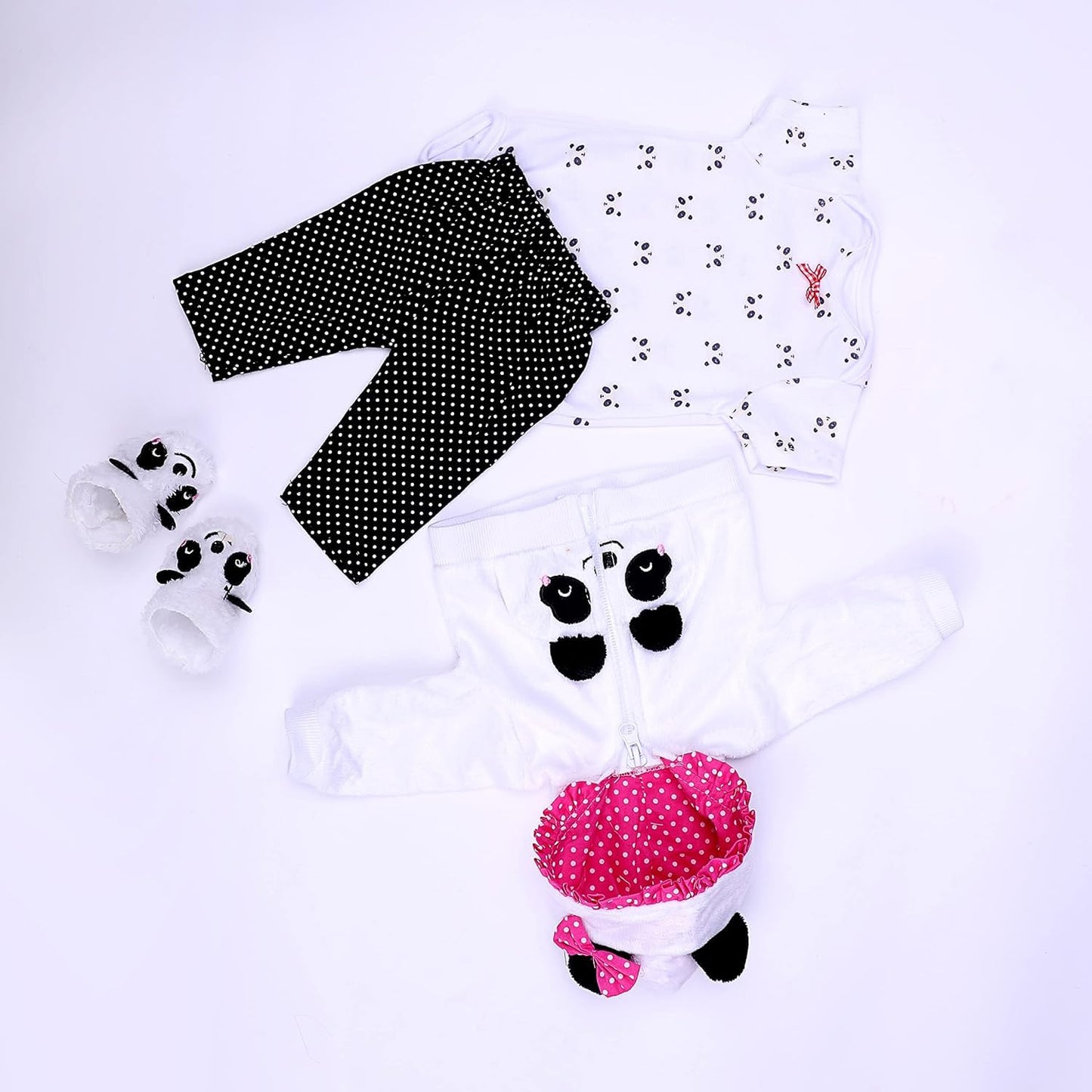 scnbom Reborn Baby Dolls Girl Clothes for 17-22inch Outfits Accesories (Panda 4pcs Set)