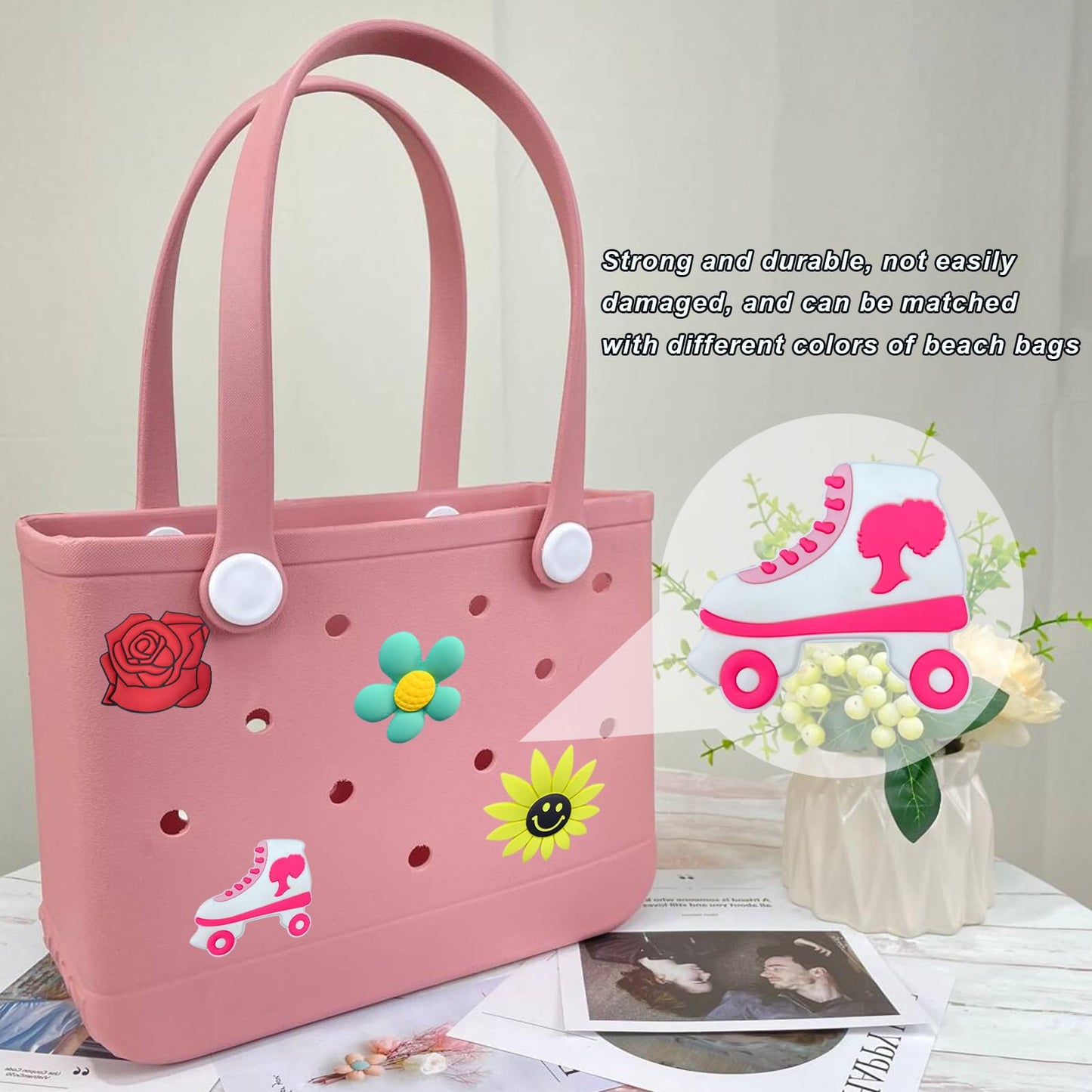 Lckaey Rubber Beach Bag Accessories-PVC Rubber decoration-for EVA Purse Bogg Inserts Y064Figure 38