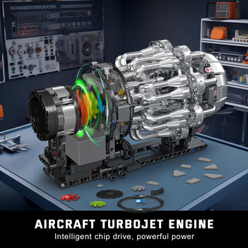 Mould King 10216 Turbojet Engine Building Sets Mechanical Aviation Aircraft Engine Model Kit That Runs Build Your Own STEM Model Engine Gift for Age 14+/mature-themed Collections Enthusiasts (1214+ PCS)