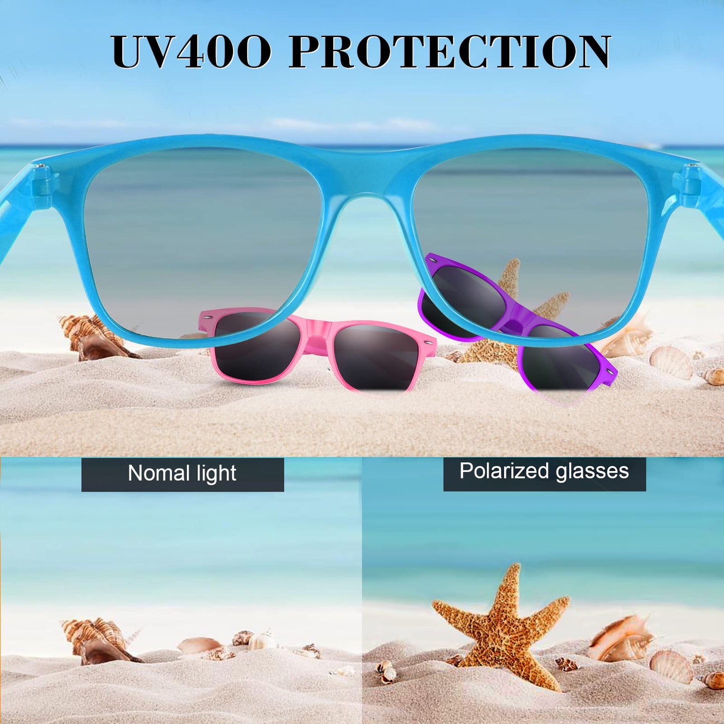 Fepito 24 Pieces Party Sunglasses Bulk For Birthday Party Supplies Treat Bag Fillers For Beach Pool Party Toys For Adults, Blue
