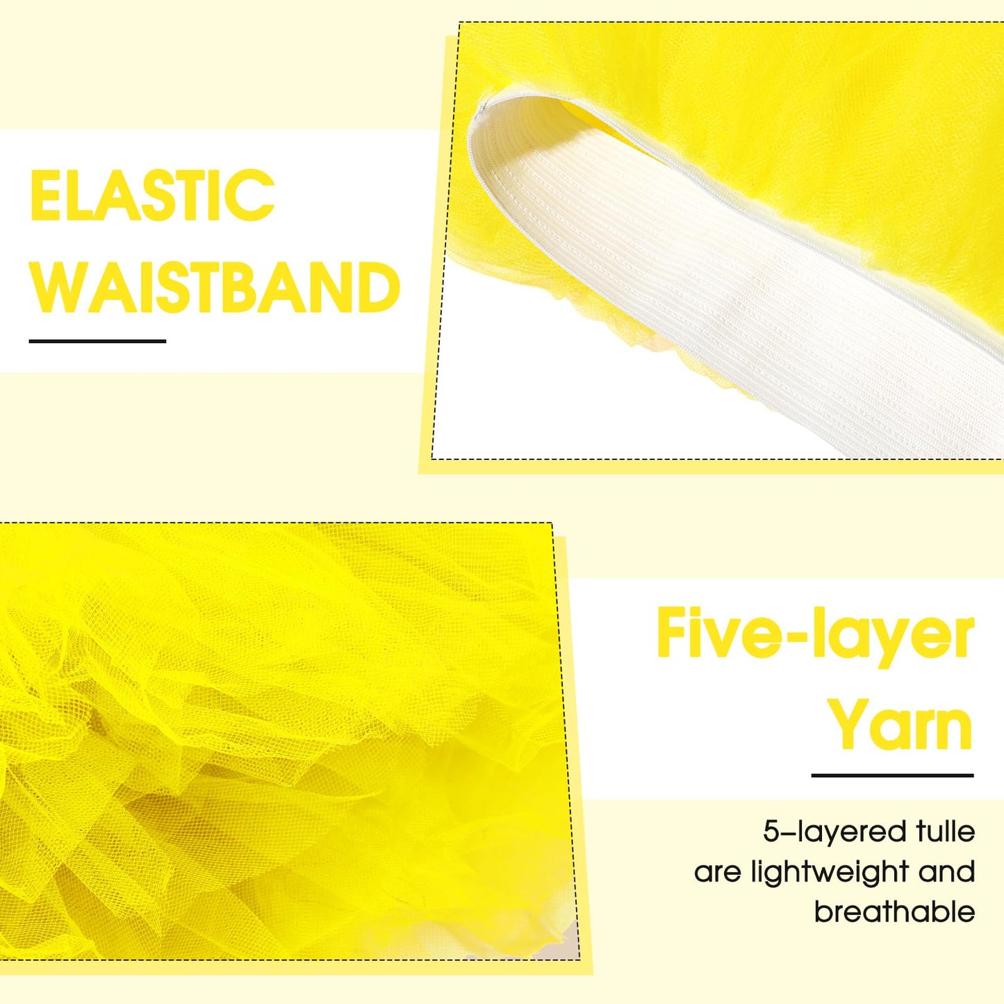 5 Layered Tutu Skirt For Kids Tulle Tutu Skirt With Tube Socks Princess Runners Costumes Cosplay For Girls Kids(Yellow,Kid)