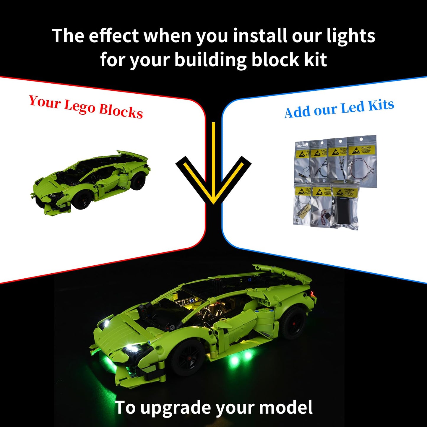 Kyglaring Led Lighting Kit For Lego Technic Lamborghini Hurac N Tecnica 42161 (No Model) - Light Set Compatible With 42161 Adva