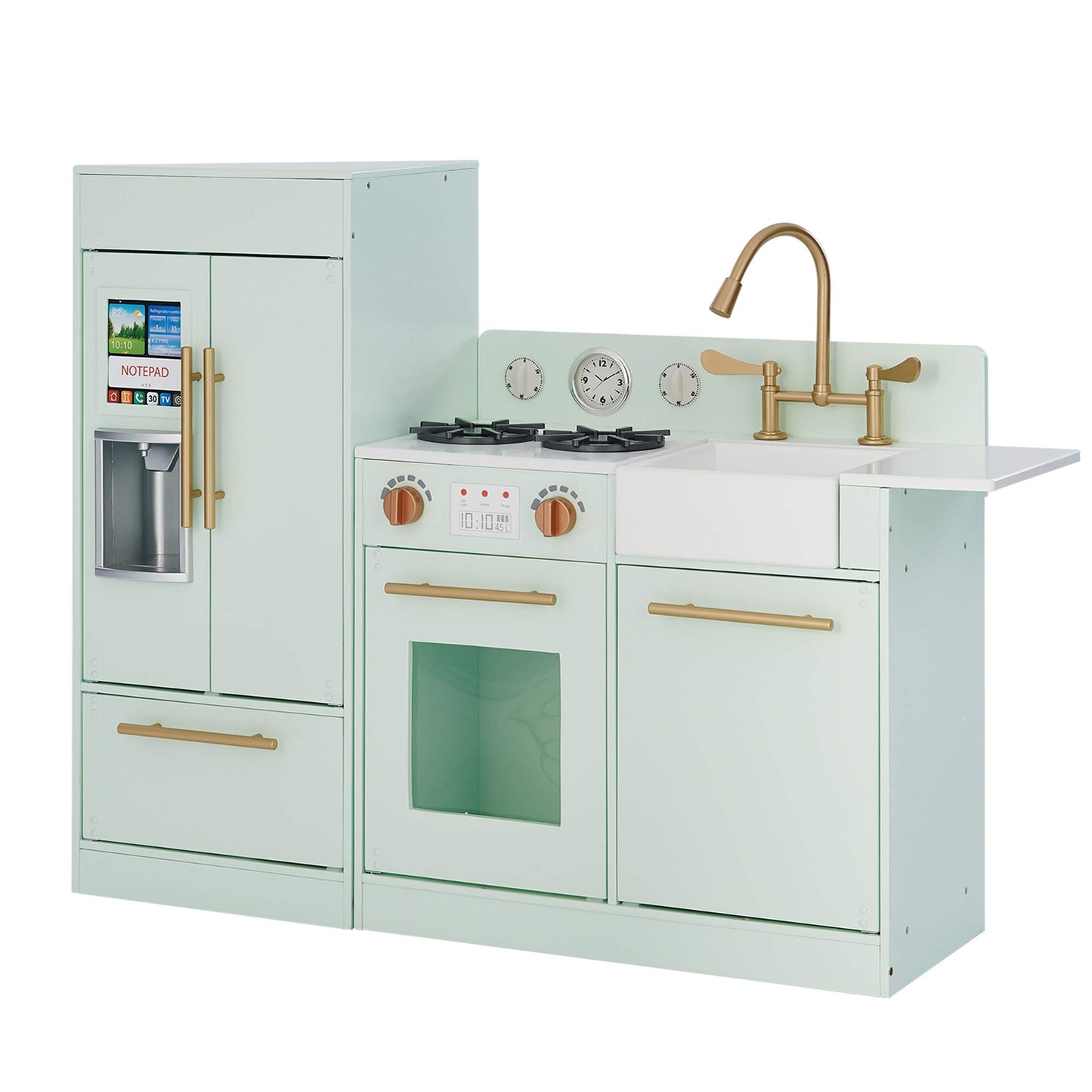 Teamson Kids Little Chef Charlotte Kids Play Kitchen, Wooden Kitchen Playset for Toddlers with Accessories, Pretend Ice Maker, M