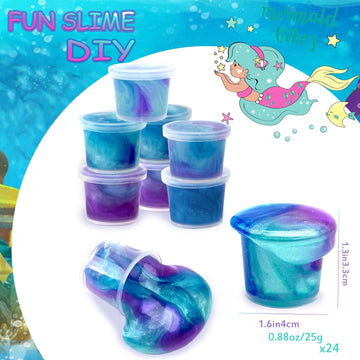 Hfchupin 24 Pack Galaxy Mermaid Slime Kit,Party Favors For Kids,Non Sticky, Stress & Anxiety Relief, Super Soft Sludge Toy,Easte