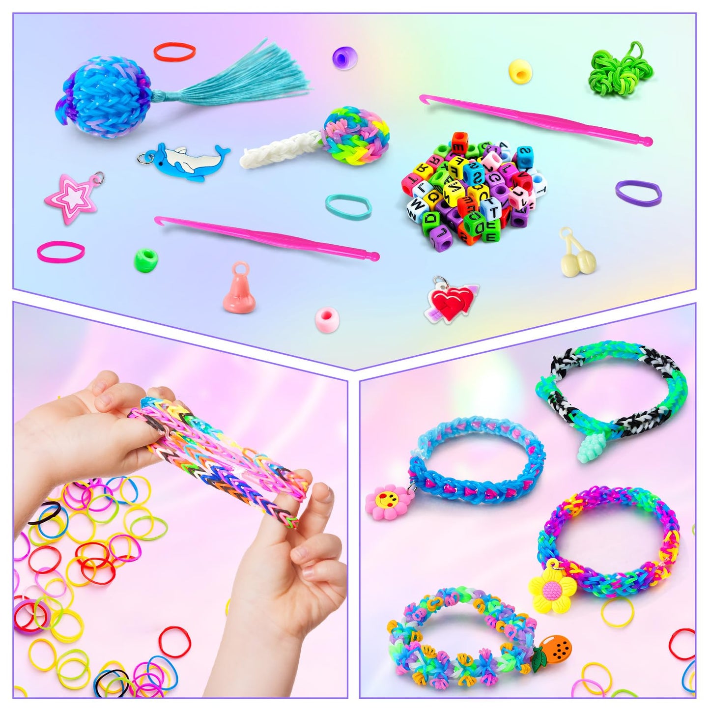 ROSHUKG 2500 Rubber Band Bracelet Refill Kit, Rubber Band Making Kit for Kids Weaving DIY Crafting Gift