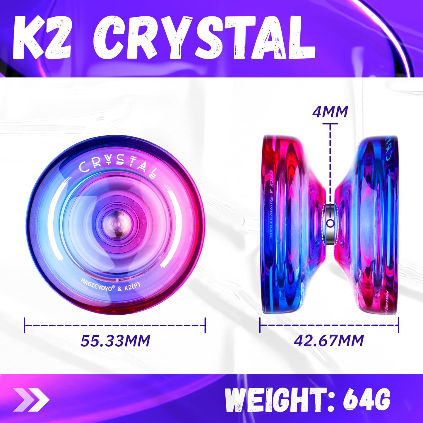 Magicyoyo K2 Responsive Crystal Yoyo For Kids & Professionals, Dual Purpose With 12 Strings + Case Bag