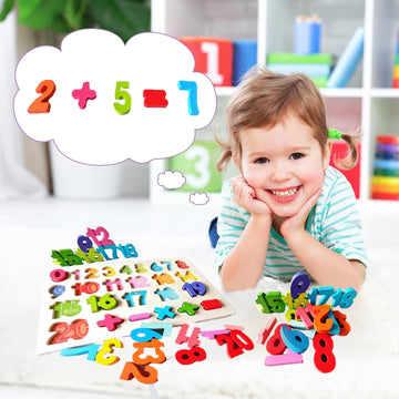 Number Puzzle - Montessori Wooden Puzzles For Toddlers 3-5 | Shape Learning Puzzle Learning Toy For Toddlers 3-5 Number Blocks T