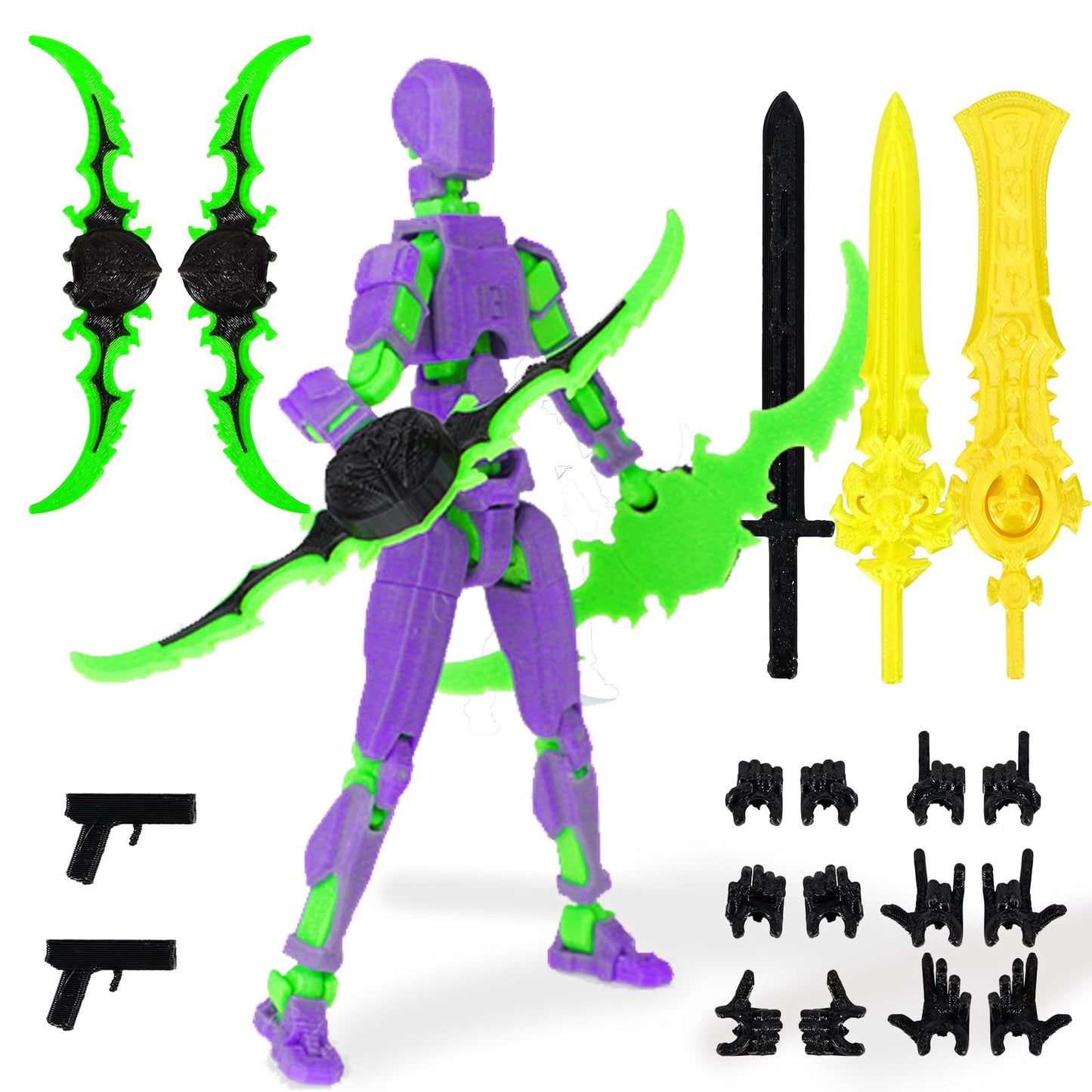 Memogizz T13 Action Figure Set, Pre-Filled Easter Egg With 3D Printed Toy, Easter Basket Stuffers For Adults, 1Pack, Purplegreen