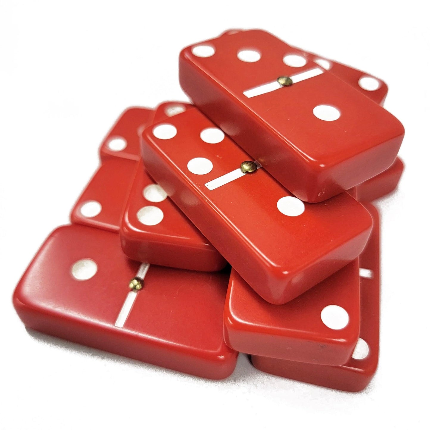 Marion & Co. Domino Double Six 6 Red Tiles Jumbo Tournament Professional Size With Spinners In Black Elegant Velvet Bag