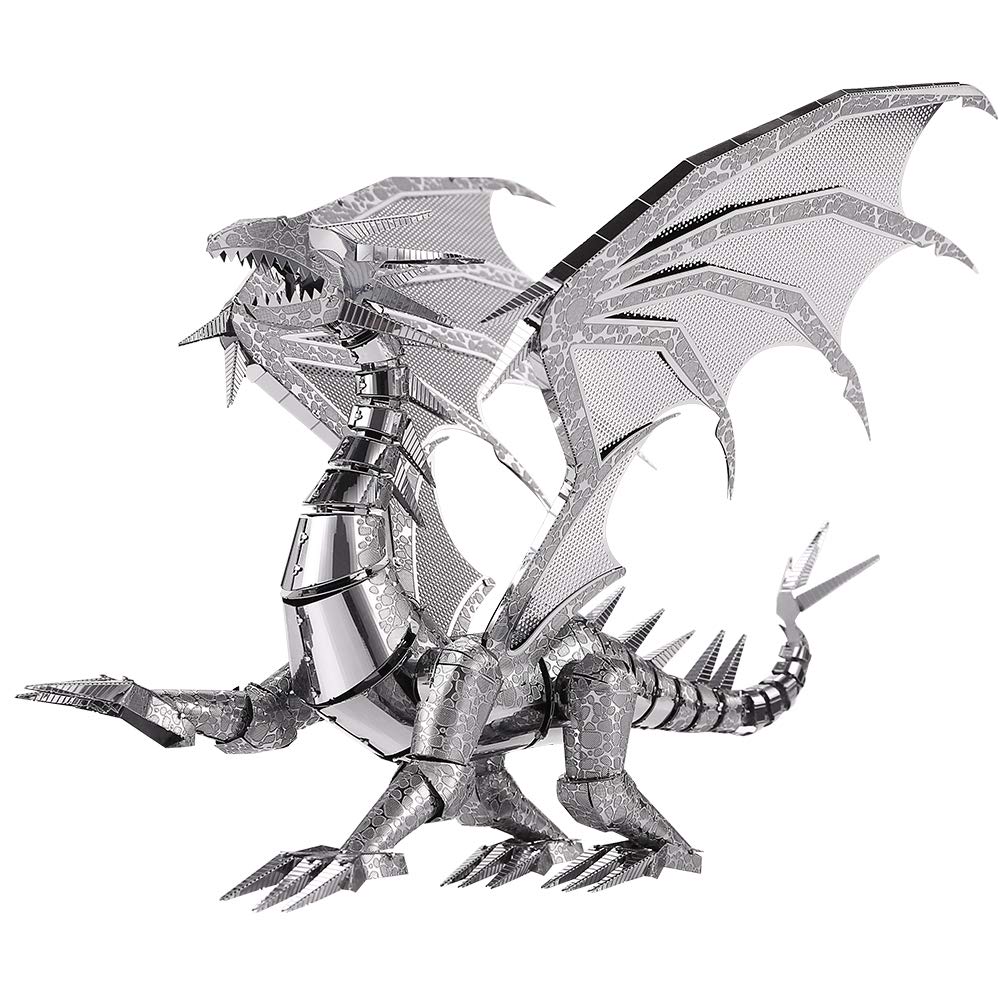 Piececool 3D Metal Puzzle Model Kits- Dragon Flame Metal Building Kit For Adults, Brain Teaser Diy 3D Dragon Puzzles Model Kits Stem Toys For Teens Men Family, 115 Pcs