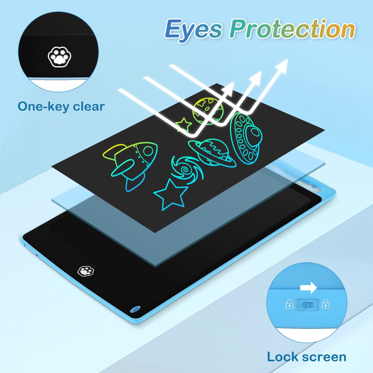 6 Pack LCD Writing Tablet, 8.5 Inch Writing Tablet for Kids, Colorful Screen Doodle Board Drawing Tablet, Digital Drawing Pad, L