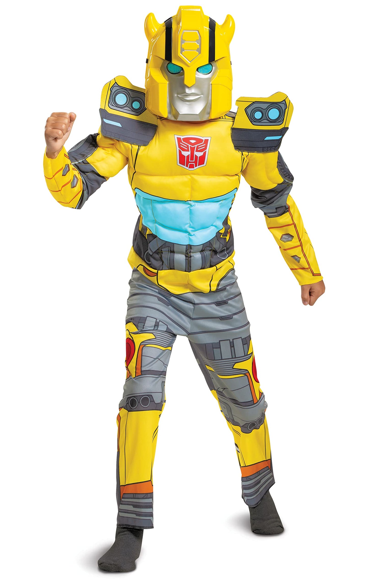 Bumblebee Costume, Muscle Transformer Costumes For Boys, Padded Character Jumpsuit, Kids Size Large (10-12)