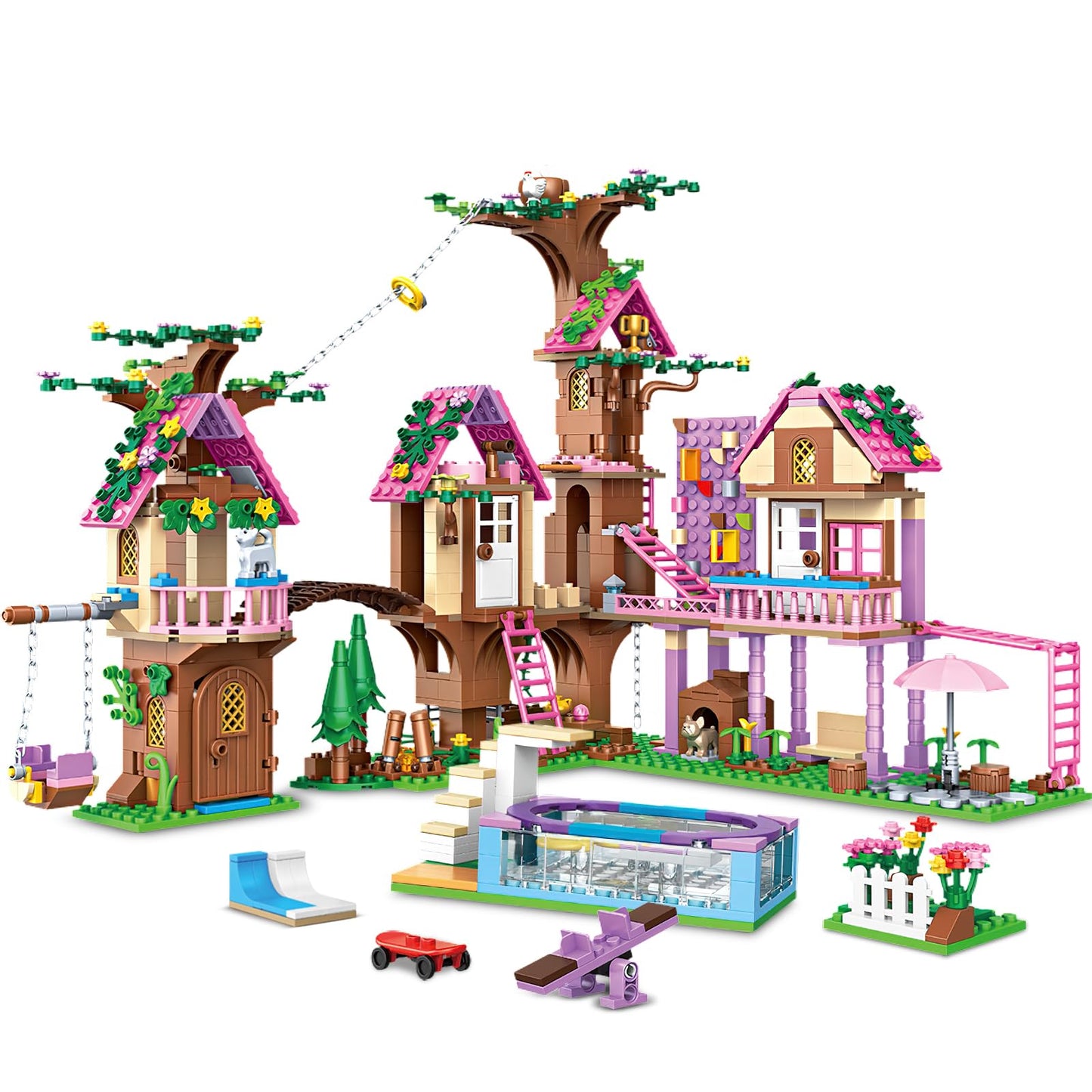Tree House Building Set Compatible With Lego Friends, 1050 Pcs Forest House Building Kit Birthday Gift For Kids Girls Age 6-12 Y