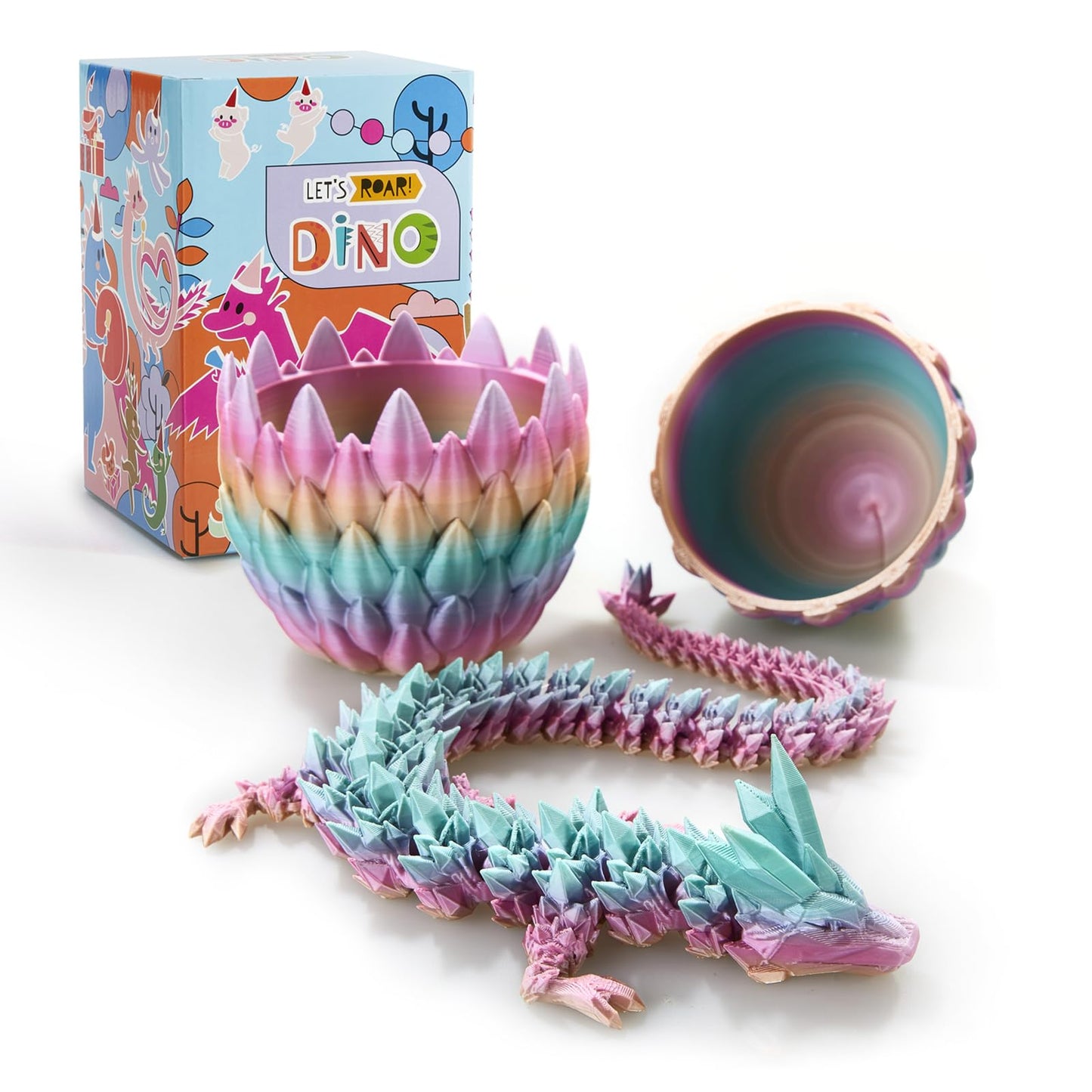 Thcbme 3D Printed Dragon, Dragon Eggs With Dragon Inside, 3D Dragon Egg,15'' Full Articulated Crystal Dragon For Children'S Day