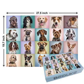 BEDUKE Jigsaw Puzzles for Adults 1000 Piece - Every Piece is Unique - Precise Interlocking Thick Sturdy Cardboard Dogs Animals F
